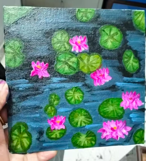 Lily pond painting on Artixtra canvas